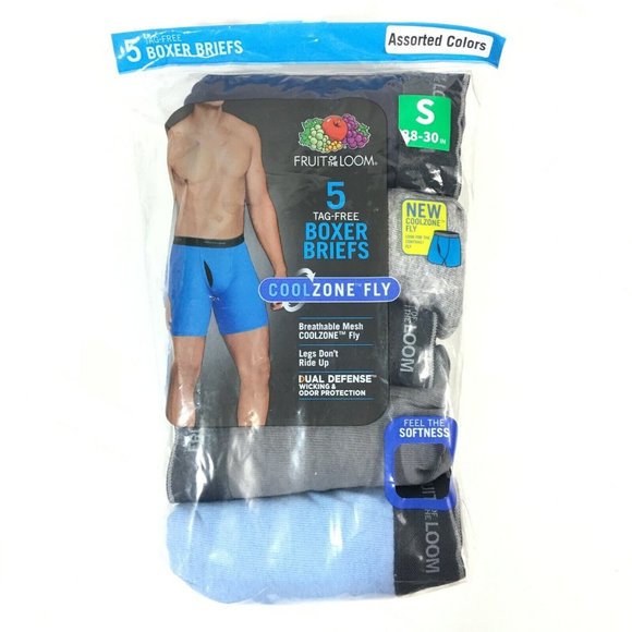 Fruit Of The Loom Mens Tag Free Boxer Briefs Coolzone Fly Small 28-30 5 Pack - Picture 1 of 4